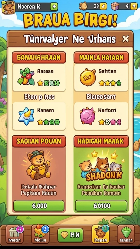 Fitur turnamen yang menambah keseruan permainan.