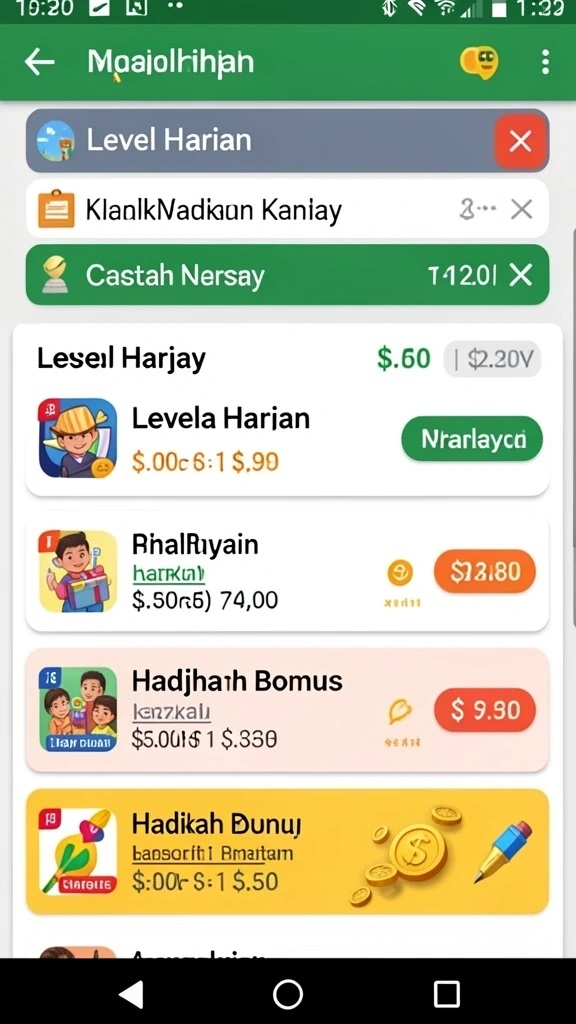 Tampilan menu utama LATOTO yang menarik.